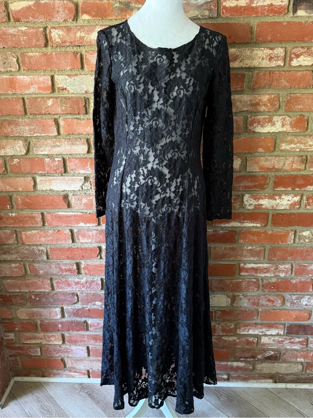 Vintage Lucia Lukken Black Lace Whimsygoth Maxi Dress